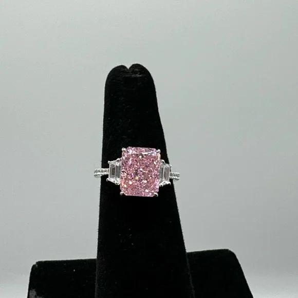 2ct Radiant Pink Sapphire Ring - Picture 6 of 8
